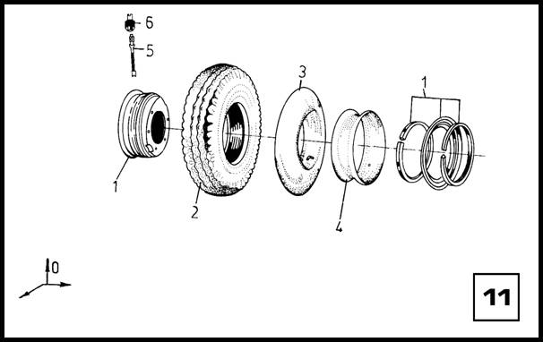 Рисунок 11.  Колесо с широкопрофильной пневматической шиной ведущего моста электропогрузчика ЕВ 687.